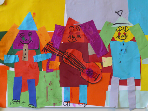 Collage nach Pablo Picasso: „Die drei Musiker“